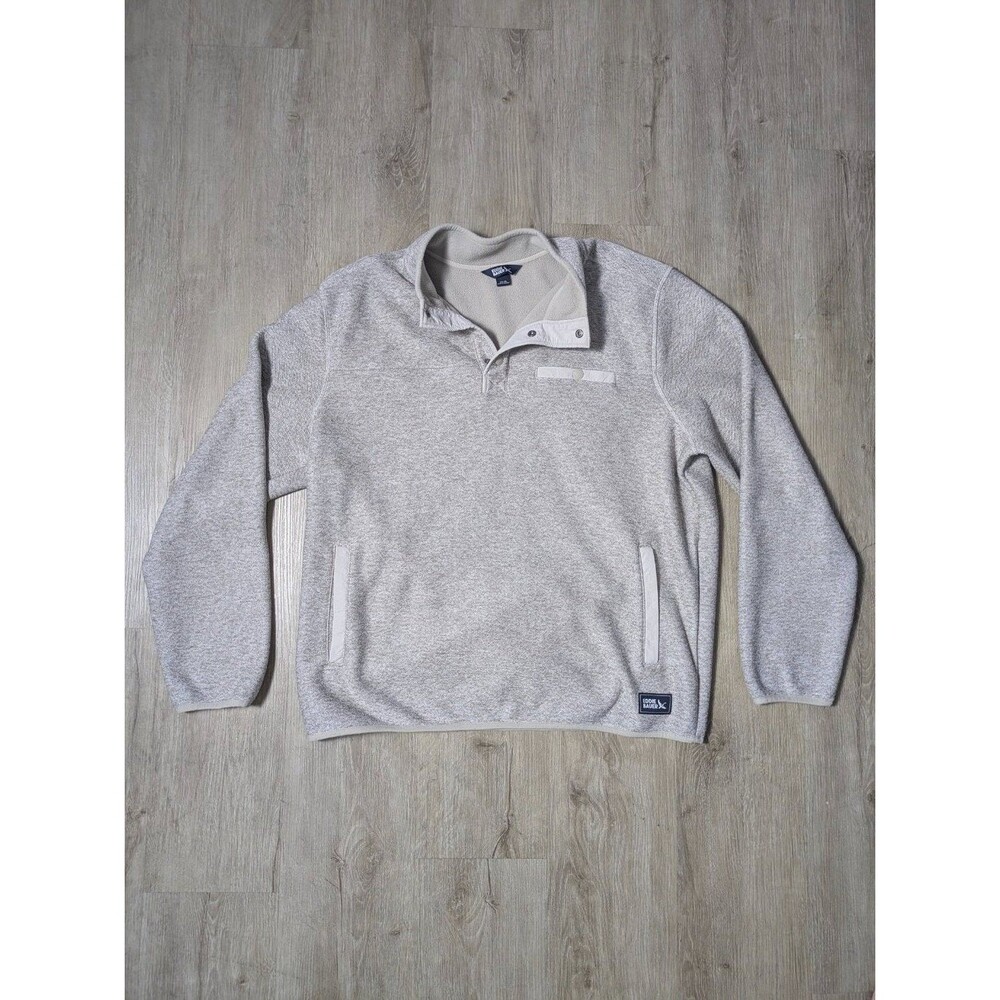 Eddie Bauer Men's Fleece Pullover XL Gray Front Zippered Pockets Long Sleeves